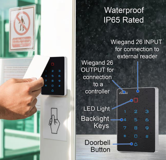 ACCESS CONTROL - WIFI, DIGITAL TOUCH KEYPAD, READER STANDALONE W/ MINI CONTROLLER, EM CARDS W/ DOORBELL - Image 6